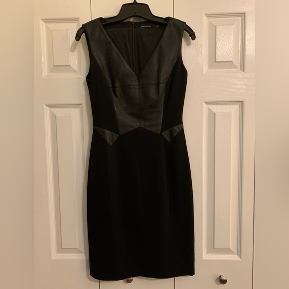 Karen Millen faux leather panel dress size 6 US - Picture 1 of 9